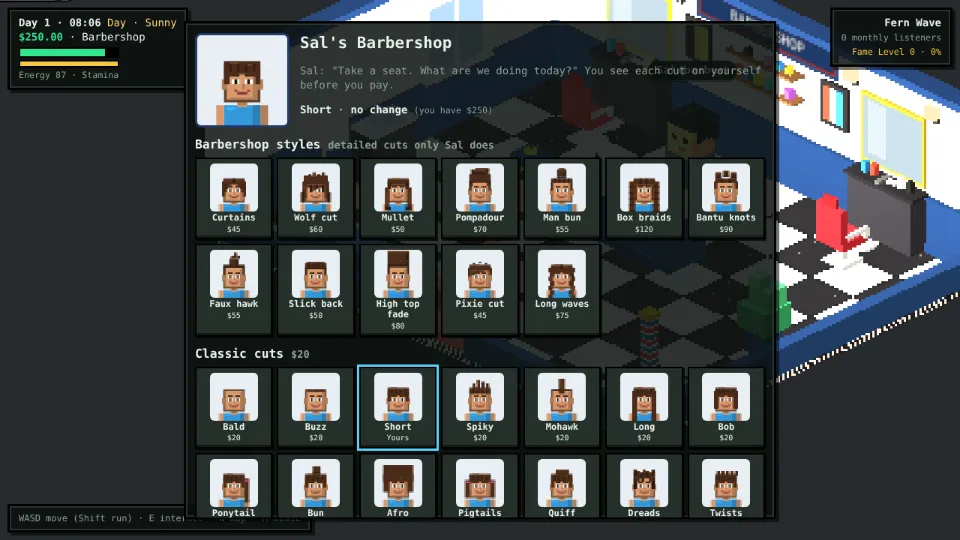 Choosing a cut at the barbershop.