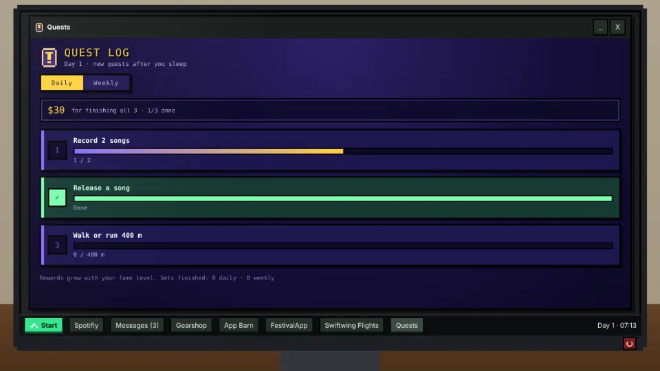 The quest log.