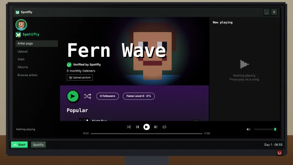 A new artist page on Spotifly.